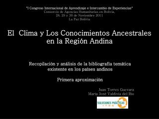 Recopilación y análisis de la bibliografía temática existente en los países andinos