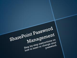 SharePoint Password Management