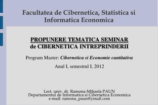 Facultatea de Cibernetica, Statistica si Informatica Economica