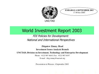 World Investment Report 2003