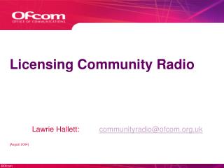 Licensing Community Radio