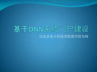 基于 DNN 系统门户建设