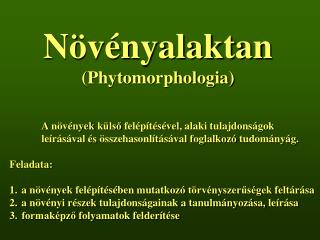 Növényalaktan (Phytomorphologia)