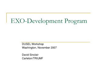 EXO-Development Program