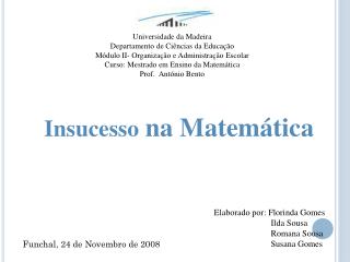 Insucesso na Matemática