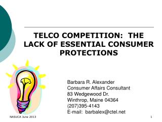 TELCO COMPETITION: THE LACK OF ESSENTIAL CONSUMER PROTECTIONS