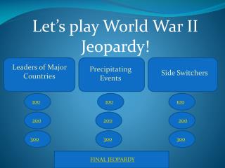 Let’s play World War II Jeopardy!