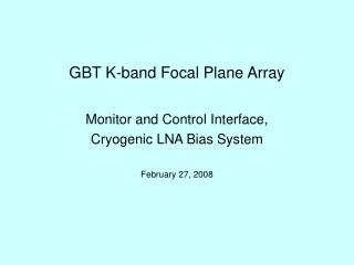 GBT K-band Focal Plane Array