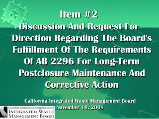California Integrated Waste Management Board November 10, 2008