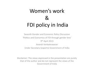 Women’s work &amp; FDI policy in India