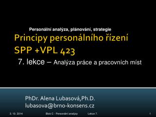 Principy personálního řízení SPP +VPL 423