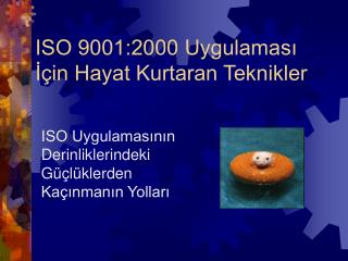 ISO 9001:2000 Uygulaması İçin Hayat Kurtaran Teknikler