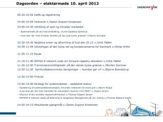 Dagsorden – elaktørmøde 10. april 2012