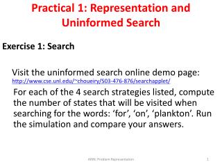 Practical 1: Representation and Uninformed Search