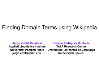 Finding Domain Terms using Wikipedia