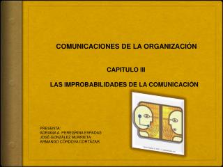 COMUNICACIONES DE LA ORGANIZACIÓN 			CAPITULO III LAS IMPROBABILIDADES DE LA COMUNICACIÓN