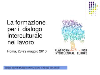 La formazione per il dialogo interculturale nel lavoro Roma, 28-29 maggio 2010