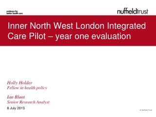 Inner North West London Integrated Care Pilot – year one evaluation