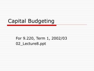 Capital Budgeting