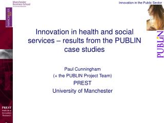 Innovation in health and social services – results from the PUBLIN case studies