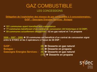 Délégation de l’exploitation des réseaux de gaz combustible à 3 concessionnaires :