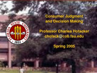 Consumer Judgment and Decision Making Professor Charles Hofacker chofack @ cob.fsu