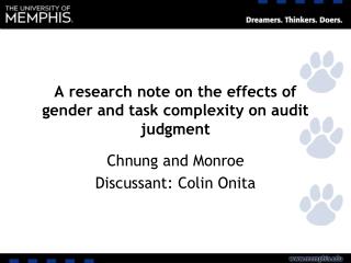 A research note on the effects of gender and task complexity on audit judgment