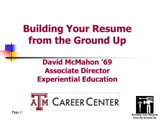 Building Your Resume from the Ground Up