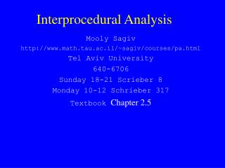 Interprocedural Analysis