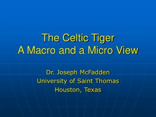 The Celtic Tiger A Macro and a Micro View