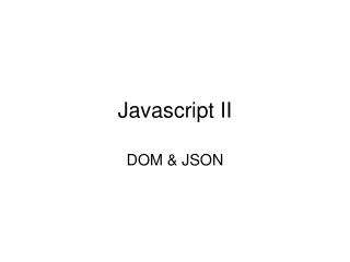 Javascript II