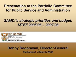 Presentation to the Portfolio Committee for Public Service and Administration