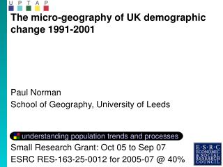The micro-geography of UK demographic change 1991-2001 Paul Norman