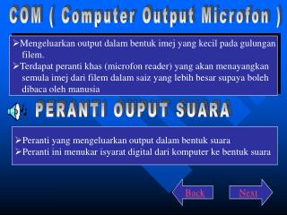 COM ( Computer Output Microfon )