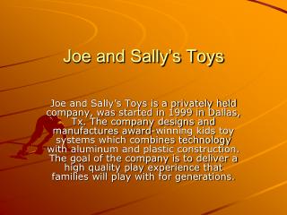 Joe and Sally’s Toys