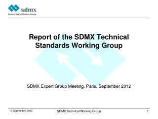 Report of the SDMX Technical Standards Working Group