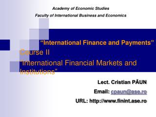 “ International Finance and Payments ”