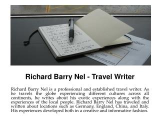 Richard Barry Nel - Travel Writer