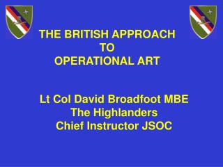 THE BRITISH APPROACH TO OPERATIONAL ART