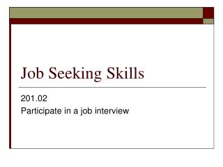 Job Seeking Skills