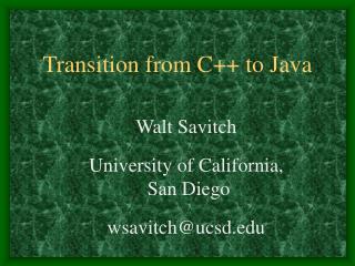 Transition from C++ to Java