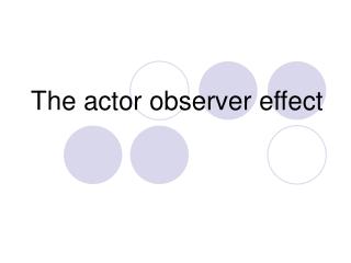 The actor observer effect