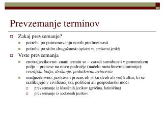 Prevzemanje terminov