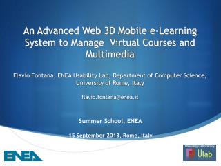 An Advanced Web 3D Mobile e-Learning System to Manage  Virtual Courses and Multimedia