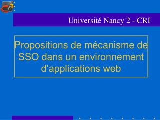 Propositions de mécanisme de SSO dans un environnement d’applications web