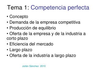 Tema 1: Competencia perfecta