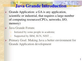 Java Grande Introduction