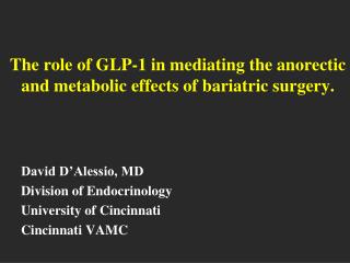 The role of GLP-1 in mediating the anorectic and metabolic effects of bariatric surgery.