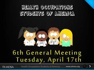 6th General Meeting Tuesday, April 17th