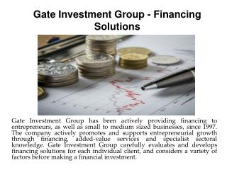 Gate Investment Group - Financing Solutions